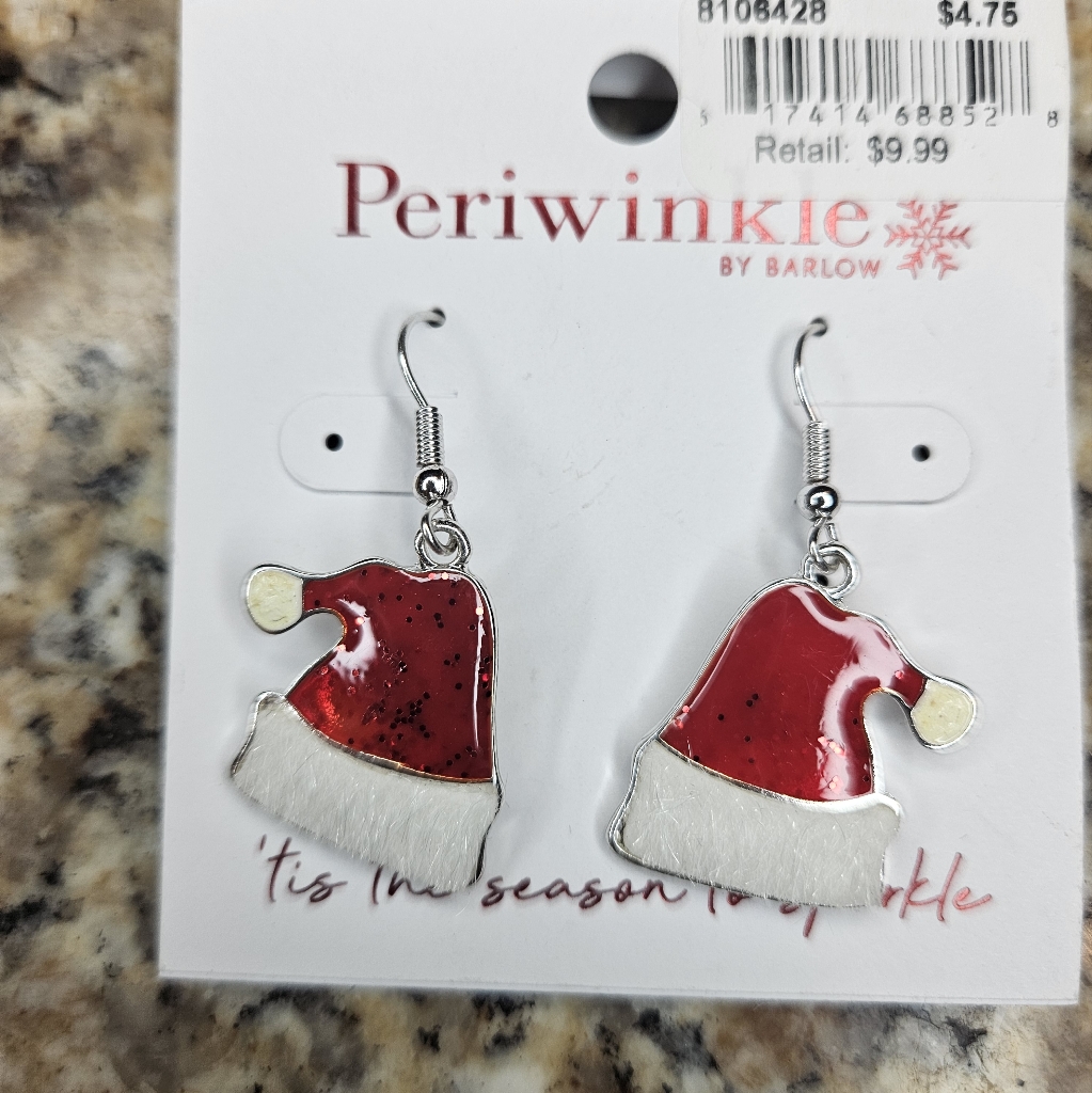 218 Christmas Themed Stud Earrings New Red Santa Dangle Fishhook 9$